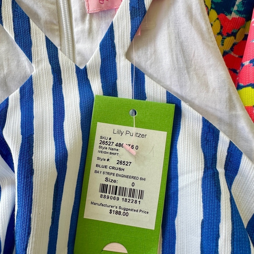 LILLY PULITZER, NWT, WOMENS, IVEIGH SHIFT DRESS IN BLUE CRUSH, BAY STRIPE.SIZE 0 - Picture 13 of 13